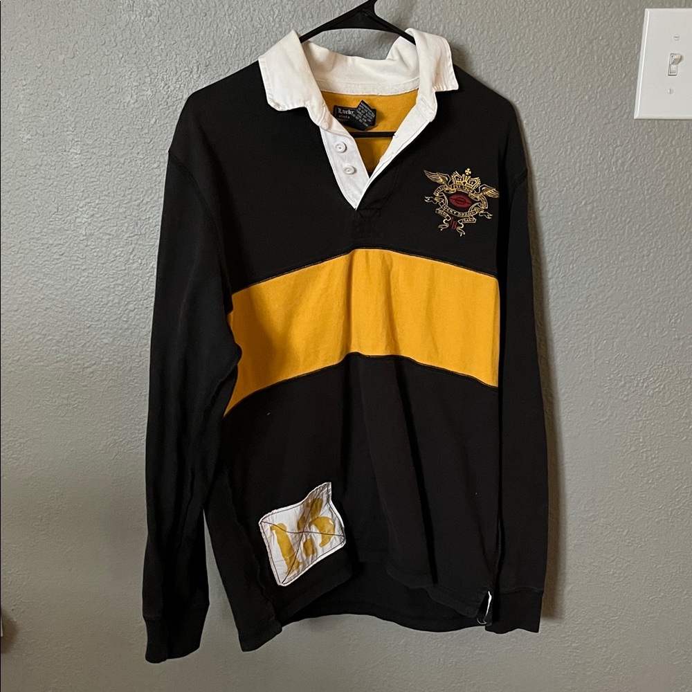 Lucky Brand Vintage Rugby Black and Yellow Shirt